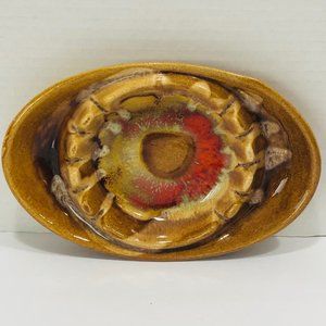 VTG Abstract CALIF USA 115‎ Ashtray Trinket Dish Lava Ceramic Retro Pottery
